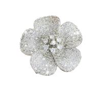IMINI Sparkling CZ Flower Adjustable Ring for Women - Cubic Zirconia Statement Wrap Open Band Size L 1/2 to T 1/2, Engagement Promise Bohemian Floral Statement Jewellery Gift (Silver)