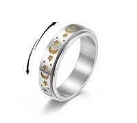 IMINI Stainless Steel Spinner Rings Moon and Star Fidget Stress Relieving Anxiety Rotate Freely Engagement Wedding Promise Band Luminous Glow in The Dark Jewelry Gift for Women Men Boys Girls (11)