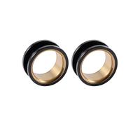IMINI Two-Tone Hollow Ear Tunnels Gauges for Men Women | Screw Closure Stainless Steel Plugs Expander Body Piercing Jewellery | Hypoallergenic Minimalist Personalized Gift (Black-gold, 2g(6mm))