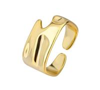 IMINI Unique Irregular Wide Statement Ring for Women Girls Minimalist Geommetric Adjustable Stacking Open Finger Rings Eternity Promise Bands Personalized Jewelry Gifts Birthday (Gold)