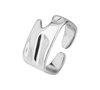 IMINI Unique Irregular Wide Statement Ring for Women Girls Minimalist Geommetric Adjustable Stacking Open Finger Rings Eternity Promise Bands Personalized Jewelry Gifts Birthday (Silvery)