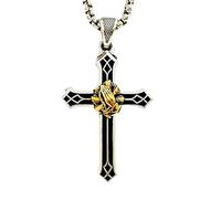 IMINI Vintage Prayer Cross Pendant Necklace for Men Women - Praying Hands Charms Religious Jewellery with 60cm Stainless Steel Chain, Faith-Based Gift