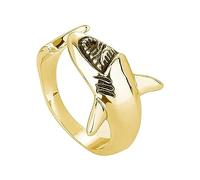 IMINI Vintage Shark Rings Cool Statement for Women Men Girls Adjustable Sea Animal Fish Giant Sharks Open Stacking Extendable Knuckle Middle Finger Ring Fashion Birthday Jewelry Gifts for BFF (Gold)