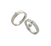 IMINI Whimsical Cat & Bell Matching Rings | Silver Finish Adjustable Stackable Set | Pet Lover Jewellery Gift for Bestie & Daughter