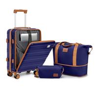 imiomo Miomo Suitcase Set 3-Piece Hard Shell Travel Suitcase from ABS Trolley 4 Wheels The Case Includes 1 Cosmetic Case and 1 Portable Bag, navy, Handgepäck mit Laptopfach