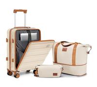 imiomo Miomo Suitcase Set 3-Piece Hard Shell Travel Suitcase from ABS Trolley 4 Wheels The Case Includes 1 Cosmetic Case and 1 Portable Bag, White, Handgepäck mit Laptopfach