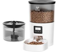 IMIPAW Automatic Cat Feeder and Water Fountain, Timed Pet Dry Food Dispenser, Programmable Portion Control, 1-6 Meals Per Day, Cats Drinking Fountain with Filter, Small Pets, 3L Combo