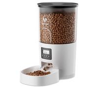 IMIPAW Automatic Cat Feeder Dispensers, 5L Cat Feeder With Timer, Programmable Serving Size, 1-6 Meals Per Day (White, 5L)