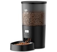 IMIPAW Automatic Cat Feeder Dispensers, 5L Cat Feeder With Timer, Programmable Serving Size, 1-6 Meals Per Day (Black, 5L)