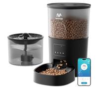 IMIPAW Automatic Cat Feeder WiFi and Water Dispenser, Timed Dry Food Dispenser APP Remote Control, Programmable Portions, Cat Fountains for Drinking with Filter, Small Pets (Combo 3L)