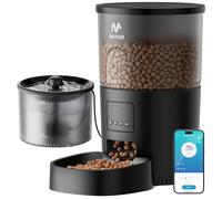 IMIPAW Automatic Cat Feeder WiFi and Water Dispenser, Timed Dry Food Dispenser APP Remote Control, Programmable Portions, Cat Fountains for Drinking with Filter, Small Pets (Combo 3L)