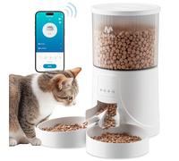IMIPAW Automatic Cat Food Dispenser with 2 Bowls, 4L Dog Food Dispenser, APP Controlled, 2.4G WiFi Remote Feeding, 10 Meals a Day, for Small and Medium Pets