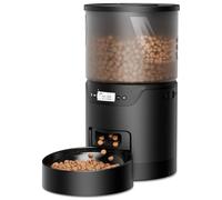 IMIPAW PET Automatic Cat Feeder, 3L Cat Food Dispenser, Programmable Portions, Timed Dry Food Feeding, Easily Removable for Cleaning, with Desiccant Bag, 1-6 Meals Per Day, Dual Power Supply, Black