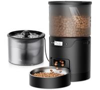 IMIPAW PET Automatic Cat Feeder and Water Fountain: 3L Timed Precise Cats Food Dispenser& Reliable Programming 1-6 Meals/Day- 3L Cat Water Dispenser with Filter- Auto Pet Feeder Easy to Clean