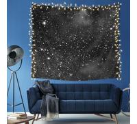 Imirell Night Sky Stars Tapestry 59Wx51H Inches Wall Hanging Black Cosmic Starry Fantasy Galaxy Universe Texture Artwork Art Hanging Bedroom Living Room Dorm Wall Blankets Home Decor Fabric