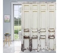 Imirell Rustic Barn Door Shower Curtain Farmhouse Shabby Wooden Door 60Wx72H Inch Vintage Chic Peeled Wood Waterproof Polyester Fabric Bathroom Decorations with 12 Hooks