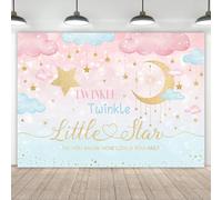Imirell Twinkle Twinkle Little Star Gender Reveal Backdrop 7Wx5H Feet Pink Blue Gold Baby Shower Polyester Fabric Watercolor Moon Clouds Photography Backgrounds Photo Shoot Decor Props Decoration