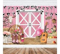 Imirell Western Cowgirl Backdrop 5Wx3H Feet Pink Barn Door Vintage Retro Rustic Wild West Farmhouse Country Polyester Fabric Hat Wood Girls Photography Backgrounds Photo Shoot Decor Props Decoration