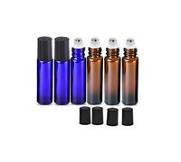 Imirootree 10 ml Glass Roller Bottles Amber and Cobalt Blue with Stainless Steel Roller Balls UV Protection Empty Essential Oil Roller Bottles including Opener and Dropper(6Pcs)