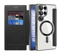 IMIRST Case for Samsung Galaxy S22 Ultra with Card Holder, WD Black