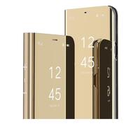 IMIRST Flip Case for iPhone 16e Makeup Mirror Design Clear View Flip Bookstyle Luxury Protective Shell With Kickstand Phone Cover for Apple iPhone 16e. Flip Mirror: Gold