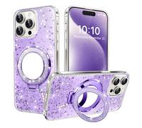 IMIRST Glitter Case for Apple iPhone 2025 Pro Max Sparkle Soft Drip Plating Cosmetic Mirror Pouch with Big Ring Holder Stand Girly Women Gradient Phone Cover for iPhone 2025 Pro Max. DJ Purple