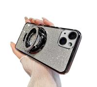 IMIRST Glitter Case for Apple iPhone 2025 Pro Max Transparent Soft Bumper Anti-Scratch with Big Ring Holder Stand Sparkle Bling Girly Women Gradient Phone Cover for iPhone 2025 Pro Max. DS Black