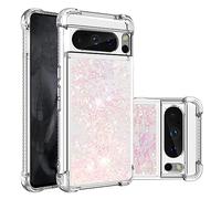IMIRST Phone Case Compatible with Google Pixel 8 Pro Bling Liquid Glitter Silicone Shell Shockproof Kawaii Airbag Protective Cover Bumper Case for Google Pixel 8 Pro. YBW Star Pink