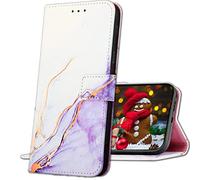 IMIRST Samsung Galaxy A53 5G Phone Cases - Premium Marbling Pattern Leather Phone Case Flip Wallet Protective Case Cover for Samsung Galaxy A53 5G (6.5 Inch). YBD Marble White Purple