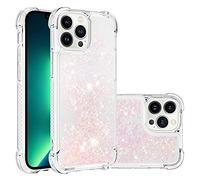 IMIRST Silicone Phone Case for Apple iPhone 14 Pro, Corner Airbag Fall Protection Bling Glitter Quicksand Liquid Sparkle TPU Case Cover for Apple iPhone 14 Pro. YBW Star Pink