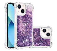 IMIRST Silicone Phone Case for Apple iPhone 15 Corner Airbag Fall Protection Bling Glitter Quicksand Liquid Sparkle TPU Case Cover for Apple iPhone 15. YBW Love Purple