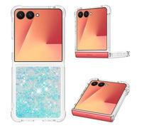 IMIRST Silicone Phone Case for Samsung Z Flip 7 5G, Corner Airbag Fall Protection Bling Glitter Quicksand Liquid Sparkle TPU Case Cover for Sasmung Z Flip 7 5G. YBW Star Blue