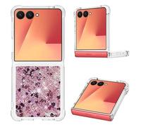 IMIRST Silicone Phone Case for Samsung Z Flip 7 5G, Corner Airbag Fall Protection Bling Glitter Quicksand Liquid Sparkle TPU Case Cover for Sasmung Z Flip 7 5G. YBW Love RoseGold