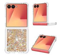 IMIRST Silicone Phone Case for Samsung Z Flip 7 5G, Corner Airbag Fall Protection Bling Glitter Quicksand Liquid Sparkle TPU Case Cover for Sasmung Z Flip 7 5G. YBW Love Gold