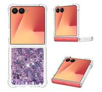 IMIRST Silicone Phone Case for Samsung Z Flip 7 5G, Corner Airbag Fall Protection Bling Glitter Quicksand Liquid Sparkle TPU Case Cover for Sasmung Z Flip 7 5G. YBW Love Purple
