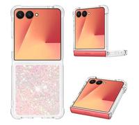 IMIRST Silicone Phone Case for Samsung Z Flip 7 5G, Corner Airbag Fall Protection Bling Glitter Quicksand Liquid Sparkle TPU Case Cover for Sasmung Z Flip 7 5G. YBW Star Pink