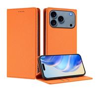 IMIRST Wallet Case for iPhone 17 Pro Max, PU Leather Folio Magnetic RFID Blocking Kickstand Protective Flip Cover Shockproof TPU Inner Shell Compatible with Apple iPhone 17 Pro Max, LZW Orange