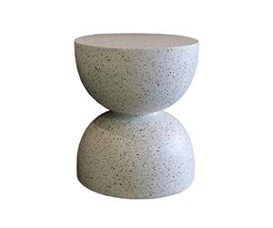 Imitat Terrazzo Small Side Table - Creative Round Coffee Table with Hours Design & Sto - Modern Wind Sle for Living Room, Bedroom, or Office