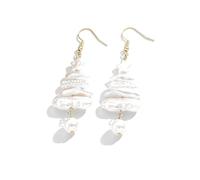 Imitation Baroque Pearls Xmas Tree Earring for Women Dangling Elegant Irregular Pearls Dangle Drop Earrings Unique Statement Festival Holiday Accessory Jewelry Delicate Chic New Year Stocking Stuffers