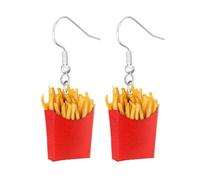 Imitation Food Dangle Earrings Funny Acrylic Hamburger Bread Fried Chicken French Fries Earrings for Women, Acrylic, acrylic