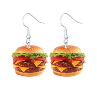 Imitation Food Dangle Earrings Funny Acrylic Hamburger Bread Fried Chicken French Fries Earrings for Women, Acrylic, acrylic