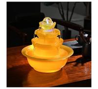 Imitation Jade Small Fountainm, Tabletop Fountain Indoor Water Fountains Feng Shui Brings Fortune From All Directions Desk Waterfall Fountain Indoor(Yellow,L)