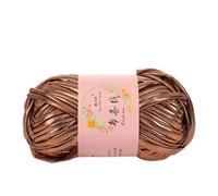 Imitation Leather Crochet Yarn Novel Functional Sewing Magic Color DIY Hand Knitting Shiny for Cushion Yarn Ball for T-Shirt Crochet Kits for Beginners Adults(Brown)
