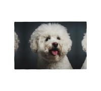 Imitation Linen Bichon Frise Dog Placematï¼Œ6-Piece Heat-Resistant Kitchen Placemat, Restaurant Decoration Printed Placemat.