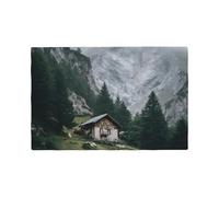 Imitation Linen Charming Mountain Cottages In The Austrian Alps Placematï¼Œ6-Piece Heat-Resistant Kitchen Placemat, Restaurant Decoration Printed Placemat.