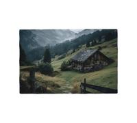 Imitation Linen Charming Mountain Cottages In The Austrian Alps1 Placematï¼Œ 4-Piece Heat-Resistant Kitchen Placemat, Restaurant Decoration Printed Placemat.