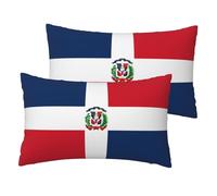 Imitation Linen Pillowcase Set of 2, Dominican Republic Print Breathable Pillow Covers Suitable for All-Season 20" X 12"