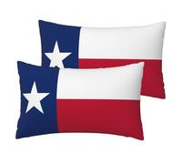 Imitation Linen Pillowcase Set of 2, Flag of Texas Print Breathable Pillow Covers Suitable for All-Season 20" X 12"