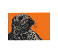 Imitation Linen Sea Lions Placematï¼Œ6-Piece Heat-Resistant Kitchen Placemat, Restaurant Decoration Printed Placemat.