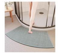 Imitation Linen Woven Arc Bathroom Floor Mat Bathroom Absorbent Foot Mat Toilet Shower Room Door Arc Anti-Slip Mat(Light blue,40 * 75cm)